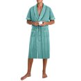 thumbnail image 6 of Men’s Summer Bathrobe Lightweight & Breathable Short Sleeve Robe with Pockets Men's Solid Color V Neck Belt Bathrobe, 6 of 9