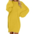 thumbnail image 5 of Women's long-sleeved round neck knitted pullover oversized autumn and winter loose long sweater dress, 5 of 9
