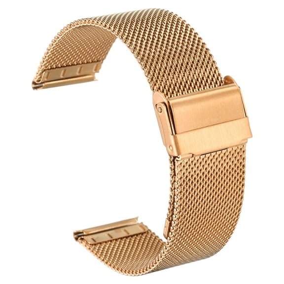 Uxcell Stainless Steel Mesh Watch Band 21mm Quick Release Adjustable Metal Replacement Watch Strap for Men Women, Rose Gold