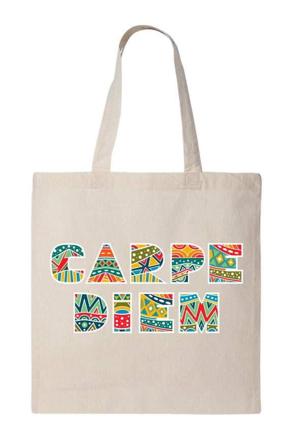 Ornate Carpe Diem Tote Bag - Image by Shutterstock, One Size Cotton Canvas Tote Bag