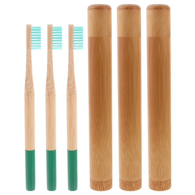 ColoMX Cepillos de dientes desechables Kit de tubos de bambú Cepillos de dientes de bambú degradables Color aleatorio