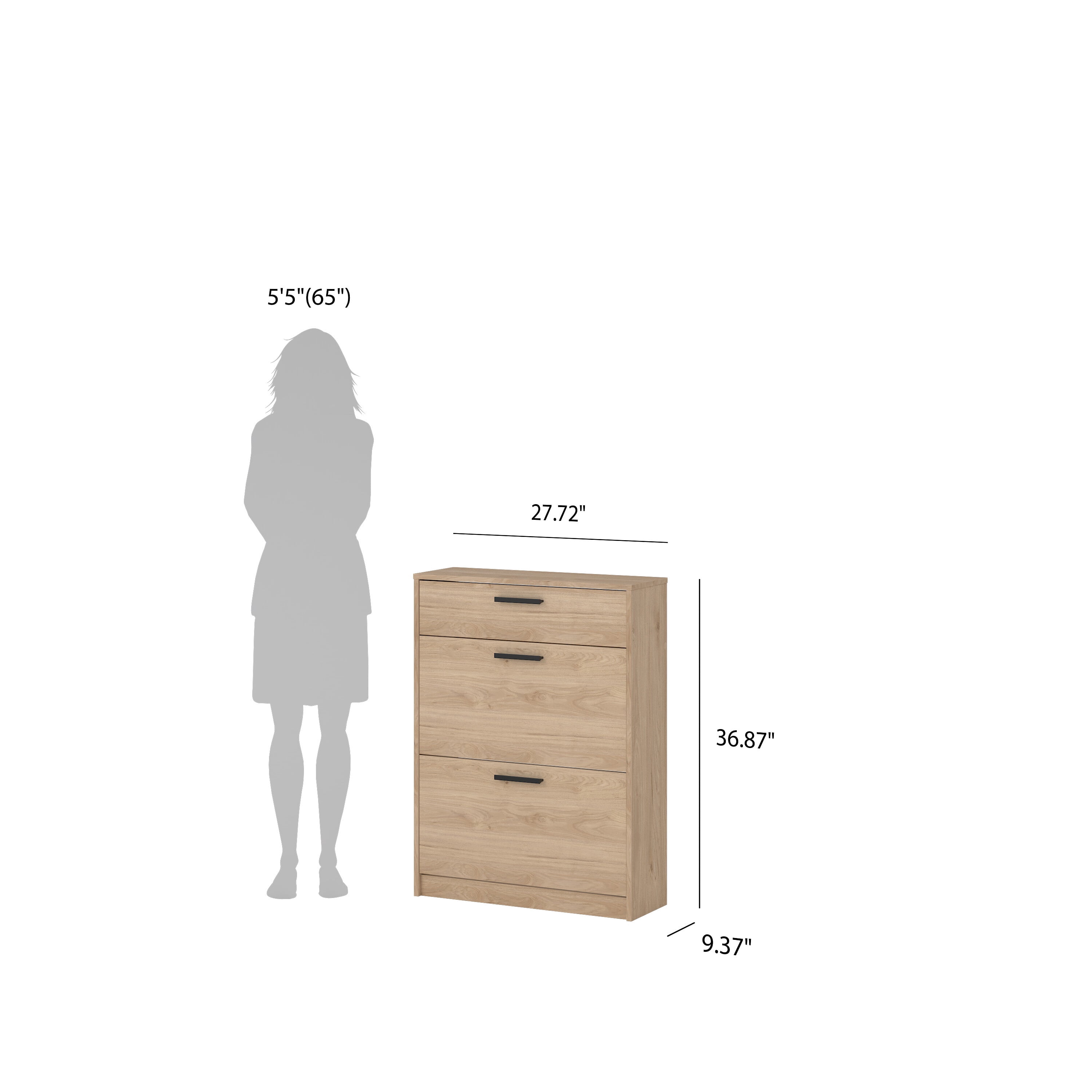 Tvilum Escape 2 Door Shoe Cabinet with Dual-Row Storage and 1 Drawer in Jackson Hickory