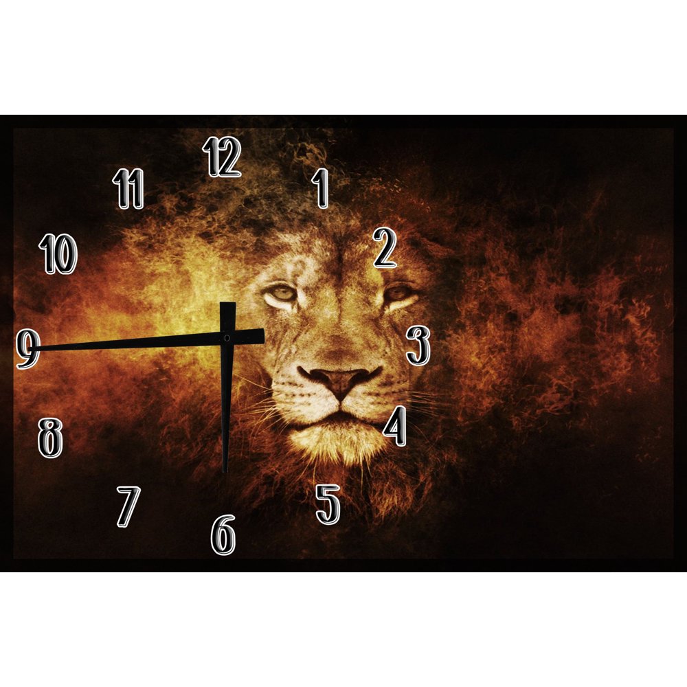 Wood Wall Clock Lion Face Male Animals Large Clock Wall Art 12 x 18