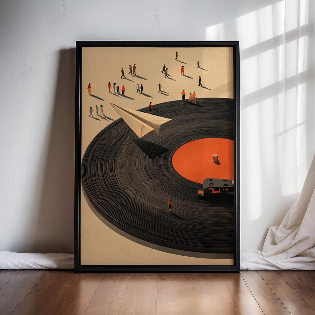 SHIRVA Vinyl Record Concept Wall Art Minimal Music Illustration Poster Abstract Turntable Canvas Creative Modern Decor Music Wall Art Poster Canvas Unframed Paper Poster 8x12in