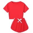 thumbnail image 7 of Mifsaly 2 Piece Short Sets for Girls Summer Short Sleeve Crewneck Cropped T-Shirts and Athletic Shorts Kids Breathable Casual Sportswear Clothes, 7 of 7