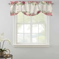 thumbnail image 2 of Tie Up Valances for Windows, Pink Flowers Adjustable Valance Curtains Window Treatment for Living Room, Spring Floral Farmhouse Botanical Rustic Rod Pocket Kitchen Curtains & Drapes 54x18 Inch, 2 of 9