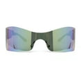 thumbnail image 2 of Womens Wrap Rimless Shield Plastic 80s Color Mirror Sunglasses Purple - Yellow Mirror, 2 of 4