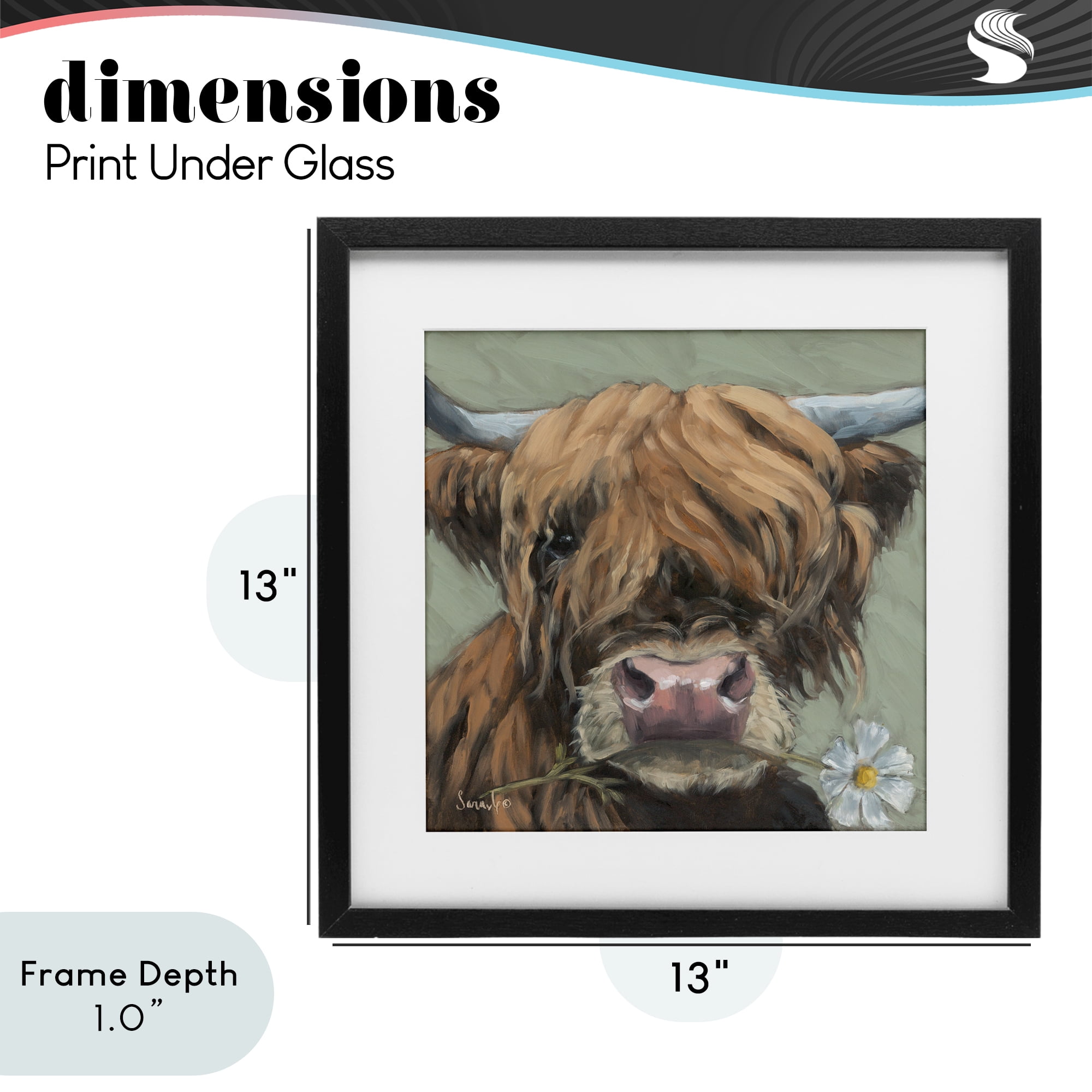 Stupell Industries Blossom Babe Cattle Black Framed Print Under Glass, design by Sara G. Designs