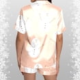 thumbnail image 4 of Two Piece Sets for Women – Sleepwear Looks for Recovery, Brunch or Travel Ladies' Casual And Fashionable Snowman Santa Star Christmas Print Silk Satin Short Sleeved Button Pajamas Set, 4 of 5