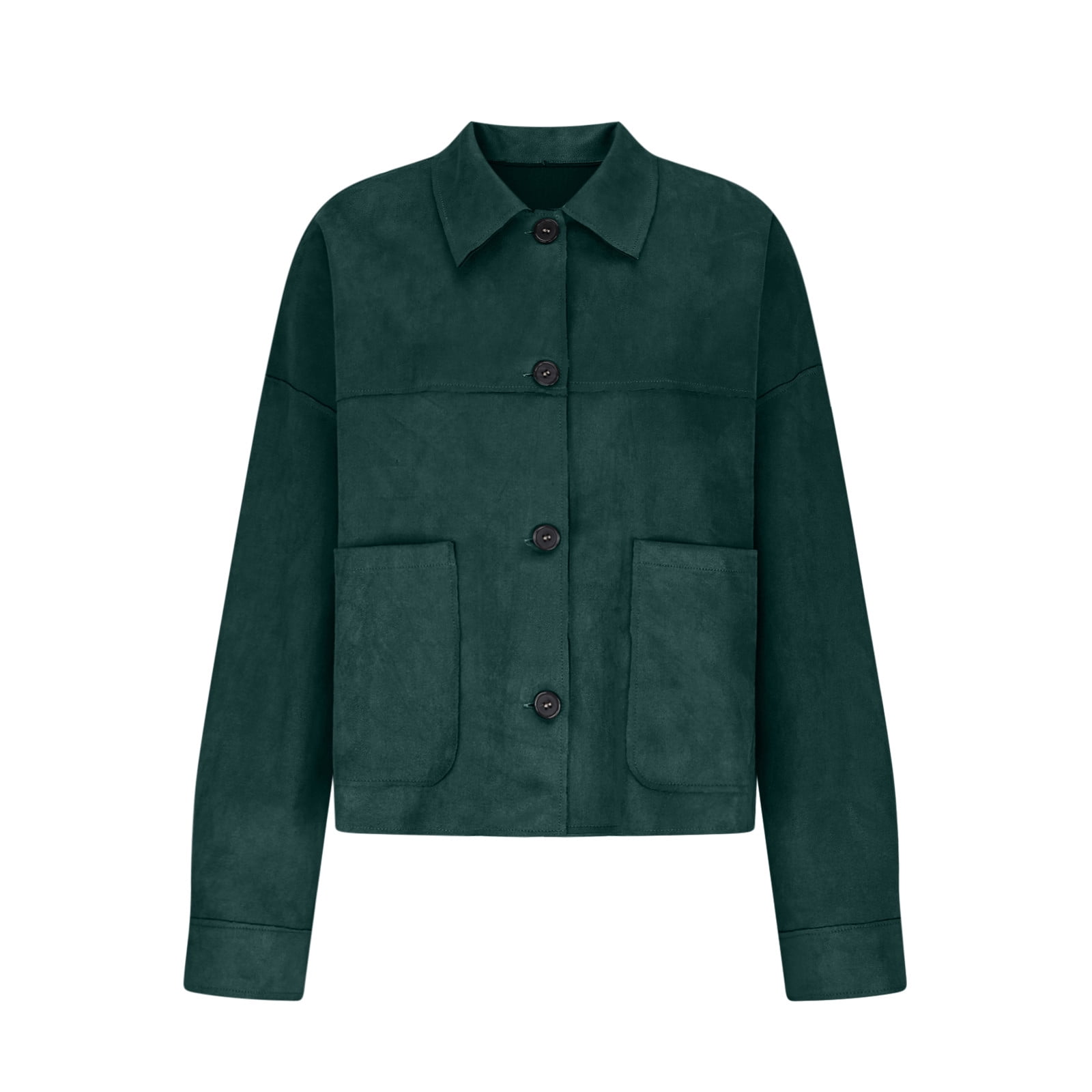 TKLPEHG Suede Jacket for Women Fall Winter Y2k Faux Leather Open Front Coat Long Sleeve Outwear Blazer Jackets (Green_Z,XL)