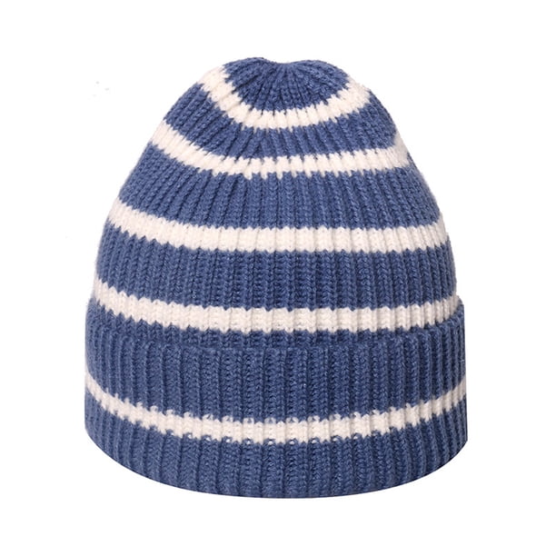 Gorro de invierno con puños suaves, pompón, punto a rayas, calavera, holgado, gorro de esquí a rayas