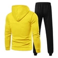 thumbnail image 5 of Men's Winter 2-Piece Set, Solid Color Long Sleeve Hooded Drawstring Sweatshirt and Sweatpants, Casual Lounge Wear For Cold Weather Comfort,Yellow,M, 5 of 5