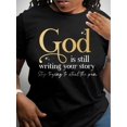 thumbnail image 1 of Letter Print T-Shirt - Relaxed Fit, Classic Crew Neck, Short Sleeves for Women with Curvy Figures - Designed for a Comfortable, Flattering Fit in Range, 1 of 4