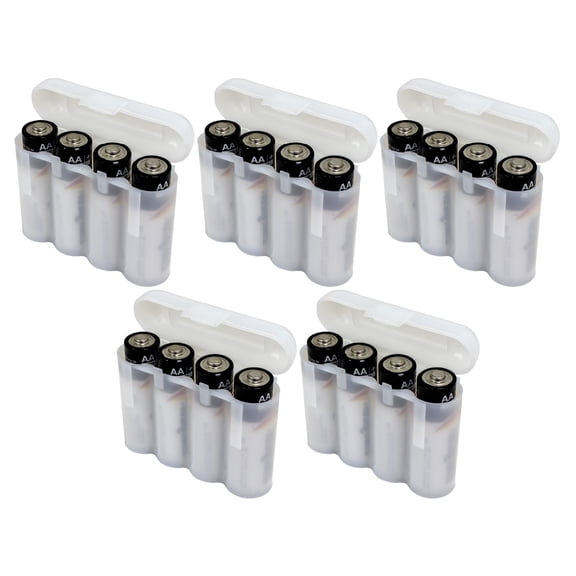 AA AAA CR123A White Battery Holder Storage Case 5 Cases