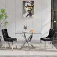 thumbnail image 3 of 36'' Square Dining Table for 2-4, X-Shape Silver Metal Legs, Glass Tea Table Square Kitchen Table for Small Space, 3 of 14