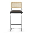 thumbnail image 2 of Pemberly Row Cane Back Vegan Leather Bar Height Stool (Set of 2) in Black, 2 of 4