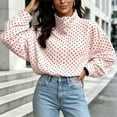 thumbnail image 4 of QIYAGBSA Cropped Puffer Jackets for Women Polka Dot Stand Collar Full Zip Long Sleeve with Pockets Drawstring Hem for Fall Weekend and Outdoor Walks, 4 of 8