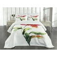 thumbnail image 3 of Ambesonne Garden Quilted Bedspread Set 3 Pcs, Flowering Poppy, King Size, Red Green White, 3 of 5