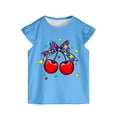 thumbnail image 4 of Nwiuh Girls Pajamas Set Toddler Kids Sleepwear Cute Top and Cozy Bottom Short Pajama Set (Blue, 1-2 Years), 4 of 5