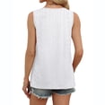 thumbnail image 3 of Women's Sleeveless Tank Top - V-Neck Eyelet Button Front Blouse for Summer Casual/Beach Outfits White L, 3 of 5