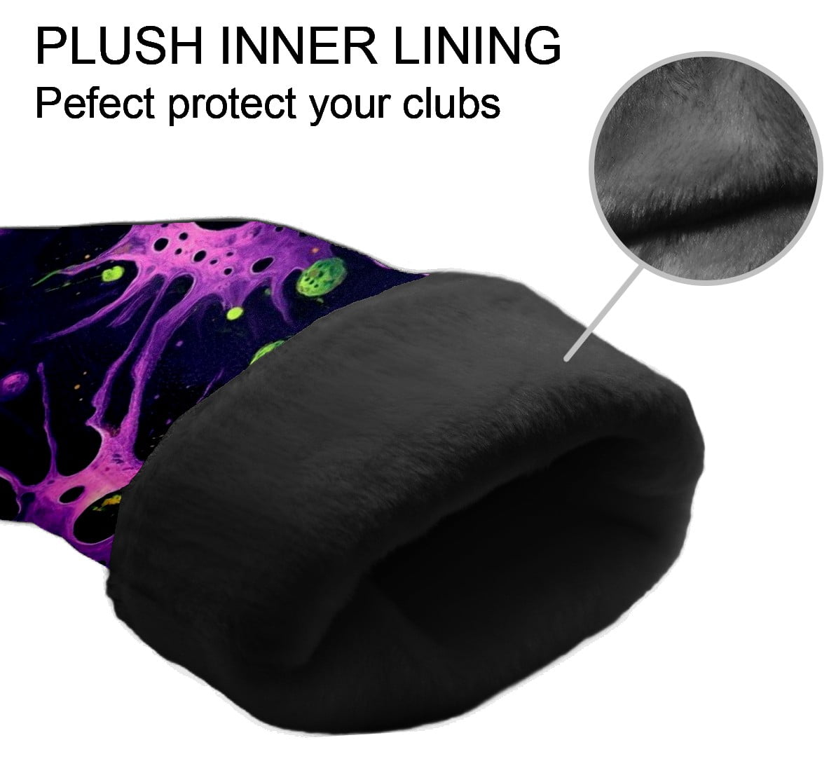 Golf Head Covers Purple Planet Design for Driver, Wood & Hybrid, Premium Waterproof PU Leather with Plush Lining, Space Themed Golf Gifts