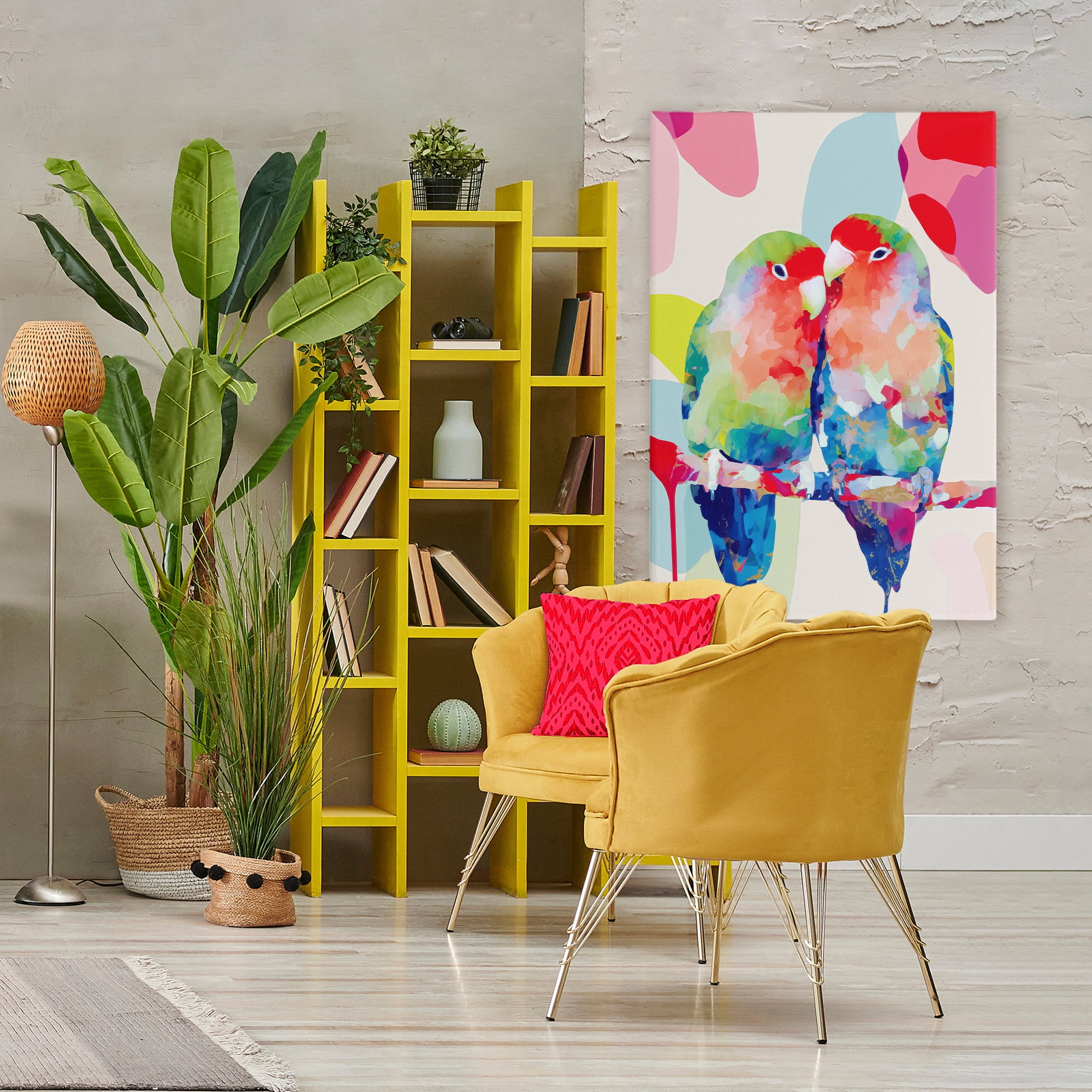 Stupell Industries Lovebirds on a Branch Canvas Wall Art, design by Chromatic Storm Studio