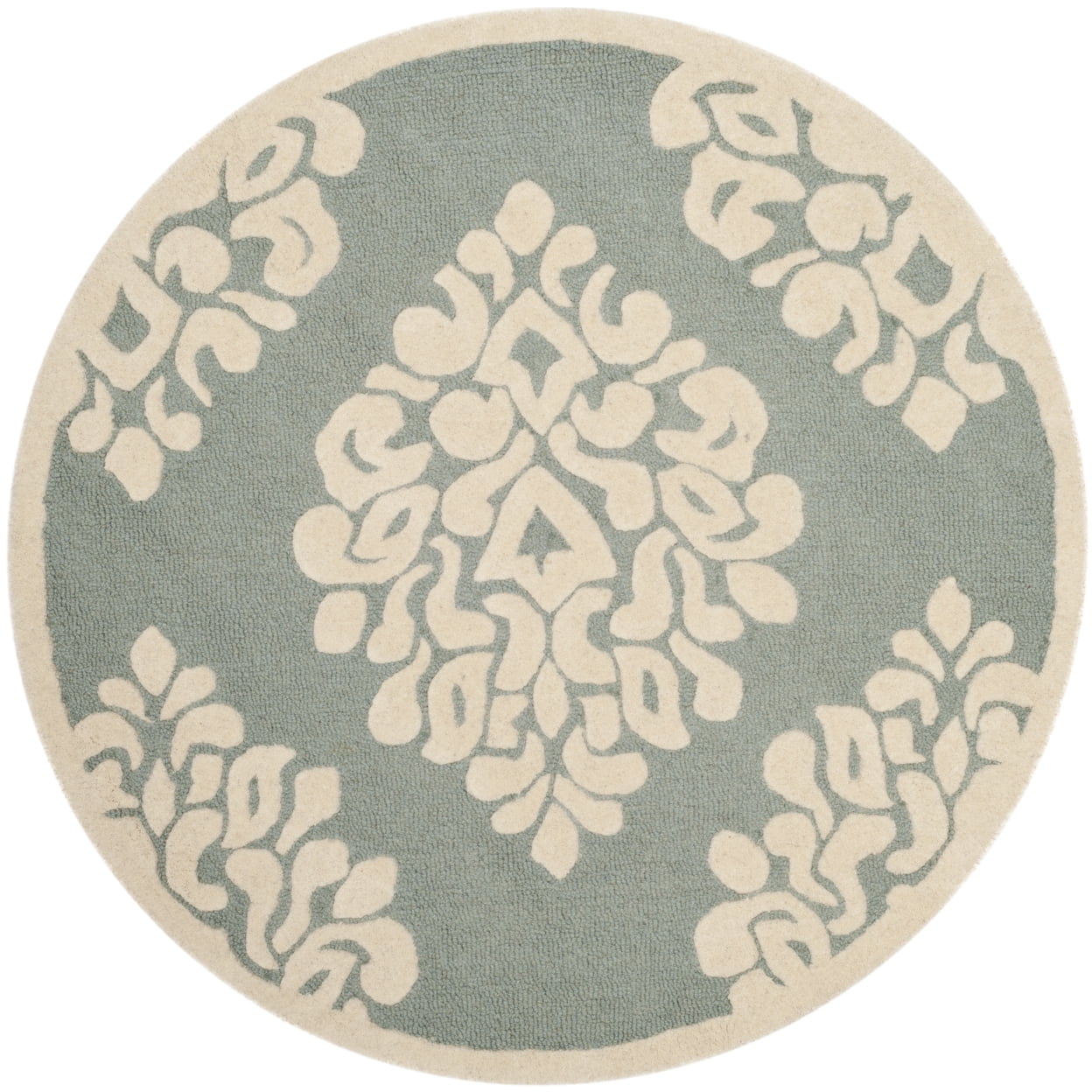 SAFAVIEH Martha Stewart Floret Damask Geometric Wool Area Rug, Arrowroot, 4' x 4' Round