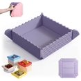 thumbnail image 1 of 2-in-1 Magnetic Foldable Silicone Mat & Serving Tray, Heat Resistant Collapsible Tray for Kitchen Counter, Camping & RV(Purple), 1 of 6