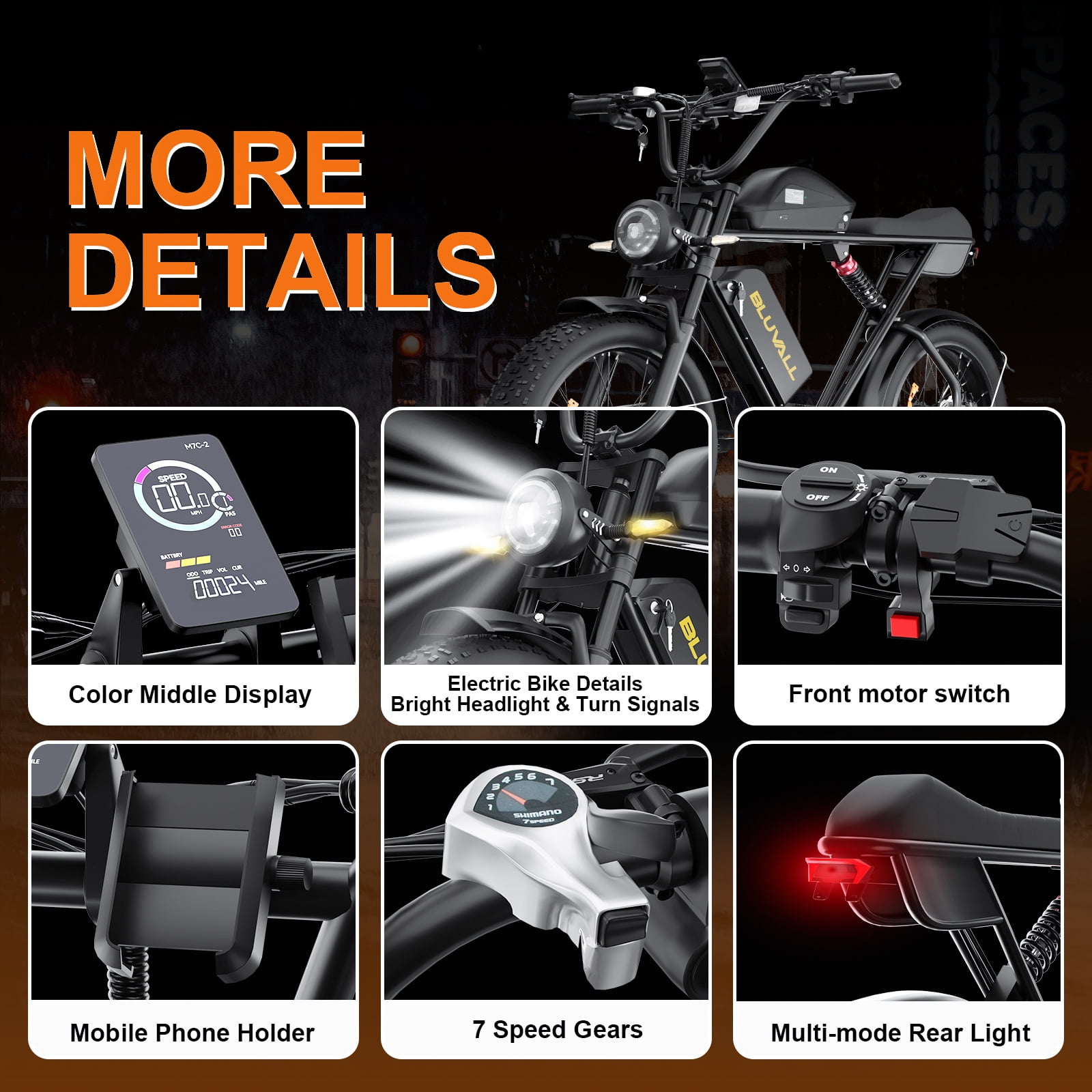 Electric Bike for Adults, Peak 3000W 37MPH, 52V 43AH Battery120Miles, Electric Dirt Ebike for Adults, 20" Fat Tire Mountain Ebike UL2849
