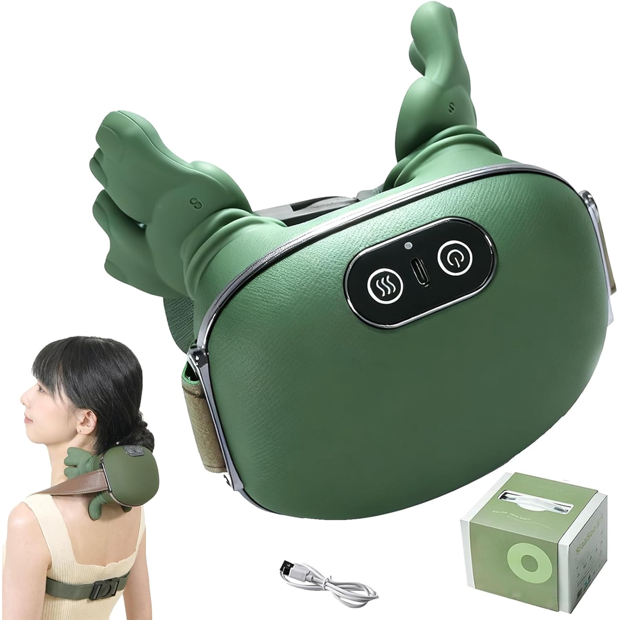 Kieccall Electric Neck and Shoulder Massager, 3 Levels Shiatsu Back Massager with Heat, 2 Temperature Settings, Wireless for Home Office Gift