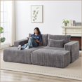 thumbnail image 3 of 87” Modern Oversized Corduroy Sectional for Living Room Bedroom – No Assembly | Removable Footstools | Corduroy | Cushion Back | Square Arms, 3 of 22