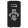 thumbnail image 1 of DistinctInk Clear Shockproof Hybrid Case for Samsung Galaxy S10e (5.8" Screen) - TPU Bumper Acrylic Back Tempered Glass Screen Protector - No Pump No Party Weights, 1 of 2