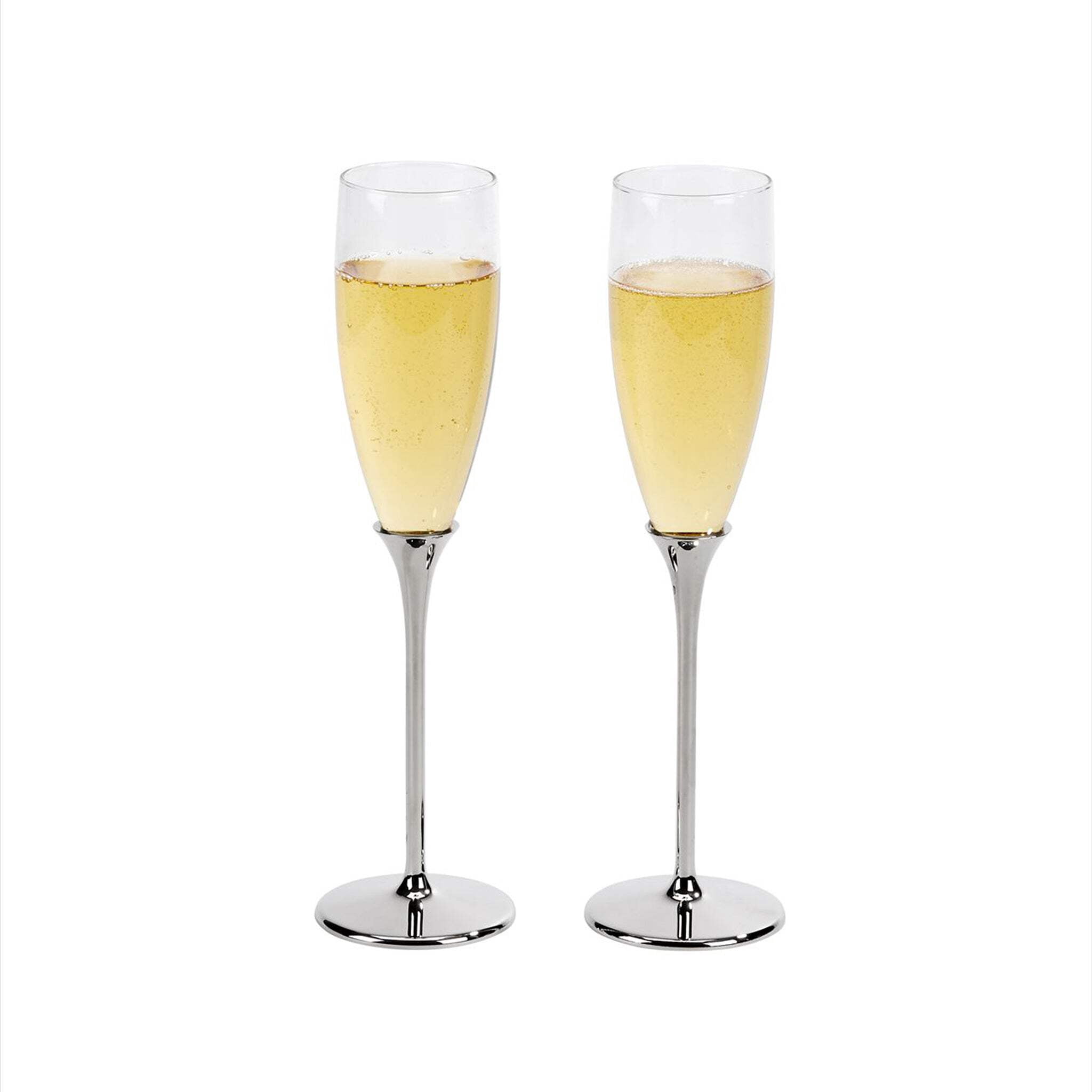 CGI Boston Toasting Flutes, Set of 2, Nickel Plated 10.25" H.