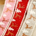 thumbnail image 3 of Christmas Holiday Burlap Ribbon Glitter Burlap printing elk webbing Ribbon with Wired Edge for Craft Projects  DIY  Decoration  Gift Wrap, 3 of 6
