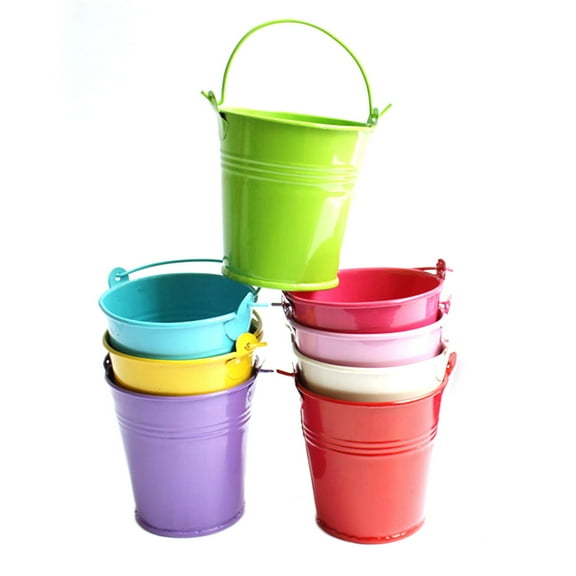Beaupretty 20Pack Small Iron Bucket with Handle Assorted Color Storage