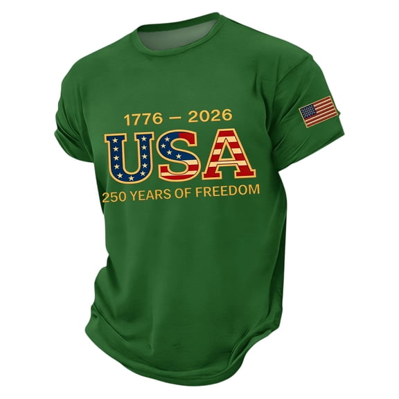 American Flag T Shirts Men Patriot 250 Years of America We the People T-Shirt Trendy Independence Day Tops