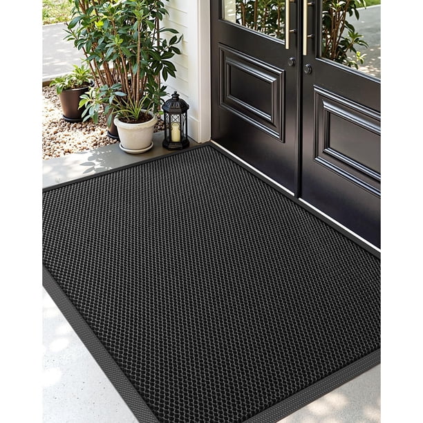 Tapetes para Puerta de Entrada Exterior, Tapete Bienvenida Antideslizante, Resistente al Agua, Perfil Bajo, Gris