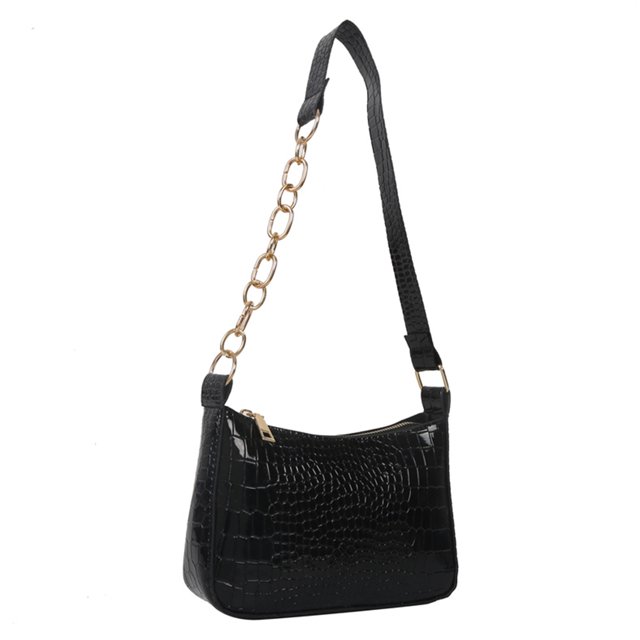 Bolsa de compras con patrón de cocodrilo para mujer, a la moda, para regalo (negro) Likrtyny Para Estrenar