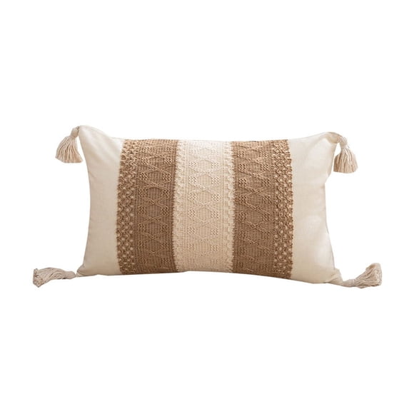 Nvzi Cojín decorativo de estilo bohemio con borla hecha a mano y suave cojín decorativo bordado, ideal para sofás, dormitorios, coches y salas de estar. 1 unidad.