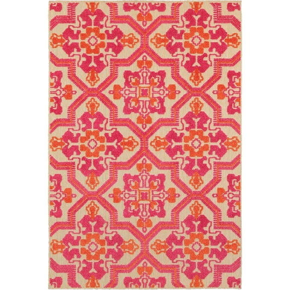 Oriental Weavers Cayman Area Rug 2541V Sand Corners Curves 6' 7" x 9' 6" Rectangle