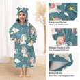 thumbnail image 3 of Wearable Blanket Hoodie for Cartoon Sweet Unicorn Seamless Flannel Hooded Blanket with Pockets and Sleeves Suitable, 3 of 7