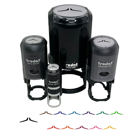 Pencil Mustache Moustache Silhouette Self-Inking Rubber Stamp Ink Stamper - Red Ink - Large 1-1/2 Inch