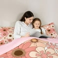 thumbnail image 4 of Homewish Cartoon Flower Daisy 7-Piece Twin Bedding Sets,Retro Rustic Floral Bedding Comforter Set,Pink Orange Blossom Sheet Sets For Girls Kids,Microfiber Bedroom Decor Reversible, 4 of 8