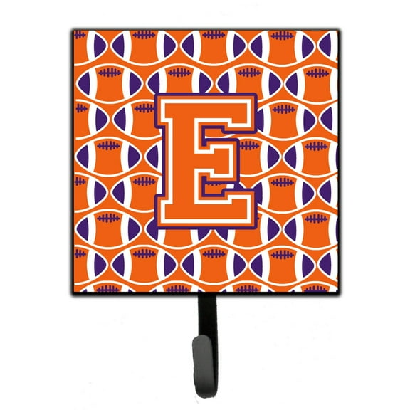 Letter E Football Orange White and Regalia Leash or Key Holder