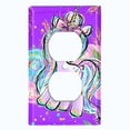 thumbnail image 2 of Metal Light Switch Plate Cover Purple Unicorn Rose Fairy Universe UNI006, 2 of 13