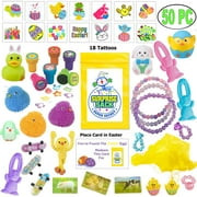 50 Pc Easter Egg Hunt Basket Fillers & Stuffers - Small Easter Toy Assortment (instead of candy) for Easter Baskets & Pinatas