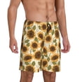 thumbnail image 2 of Tideii Autumn Sunflowers Print Men's Short Pajama Pants, Elastic Pocket Summer Pajama Pants Sleepwear, Lounge Pants-XX-Large, 2 of 6