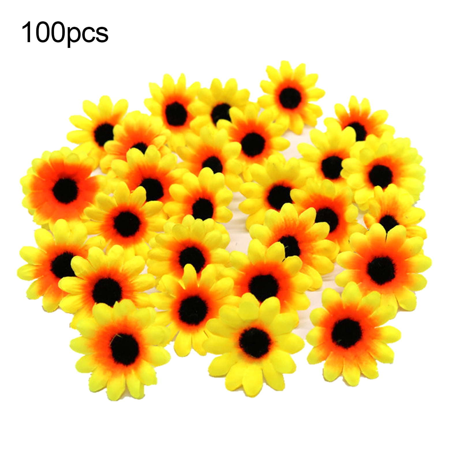 100Pcs Artificial Flower Head Sunflower Home Decor Faux Silk Flower