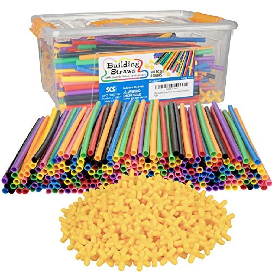 500pc Building Straws & Connectors Set for Kids Includes 7 Plus