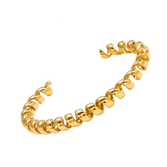 Lerpwige Telephone Wire Inspired Bangle Gold Plated Stainless Steel Bracelet Accessory